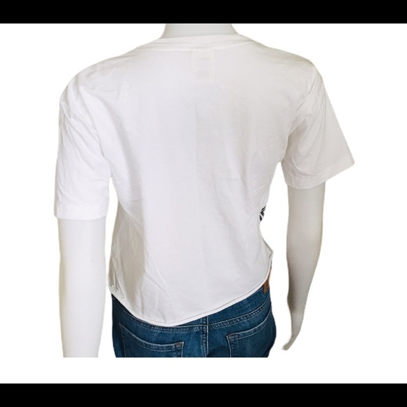 PINK Victorias Secret Pocket Crop Top/Tee With Pink Graphic Print Ivory Sz Small - Picture 3 of 11